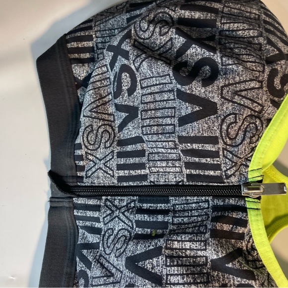 Vsx sport Victoria secret zip front sports bra 34 D neon yellow grey - Picture 2 of 4